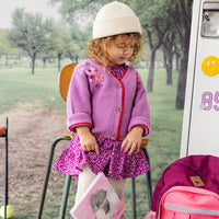 Purple knitted cardigan, baby