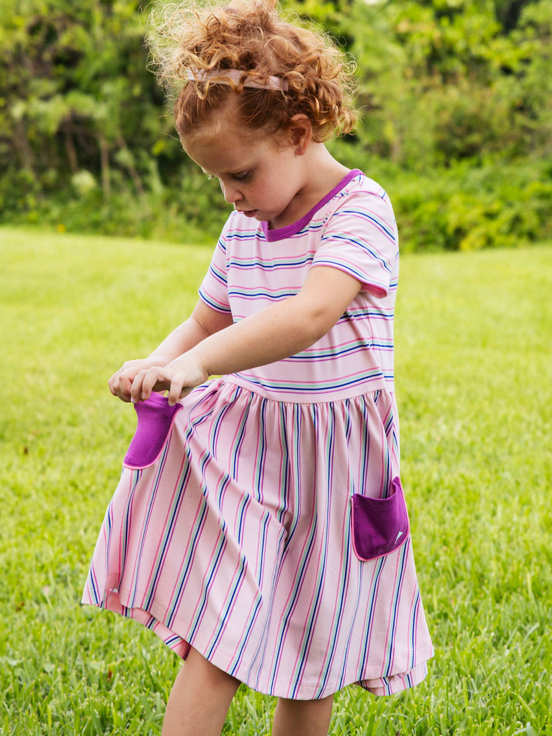 Everywhere Dress | Girls Short Sleeve Dress | Soft Dress [Strawberry Stripe]