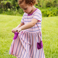 Everywhere Dress | Girls Short Sleeve Dress | Soft Dress [Strawberry Stripe]