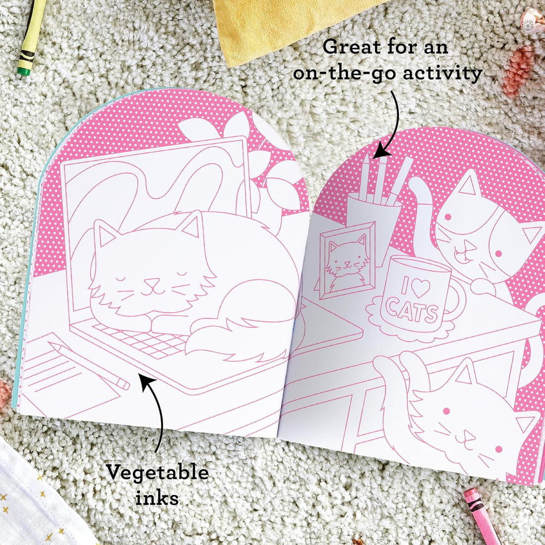 Cats Coloring Book + Stickers