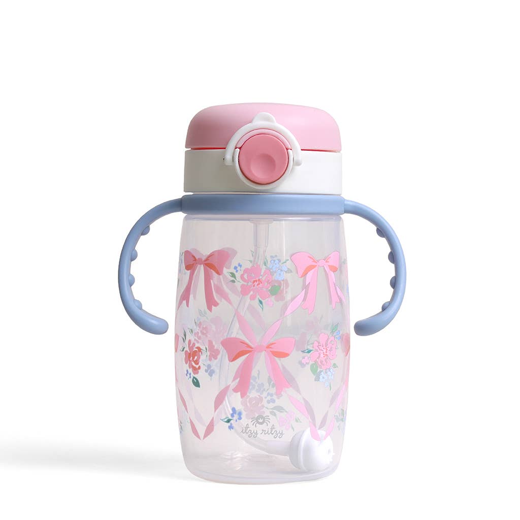 Itzy Sips™ - Straw Cup With Snap-Close Lid: Ribbons & Roses