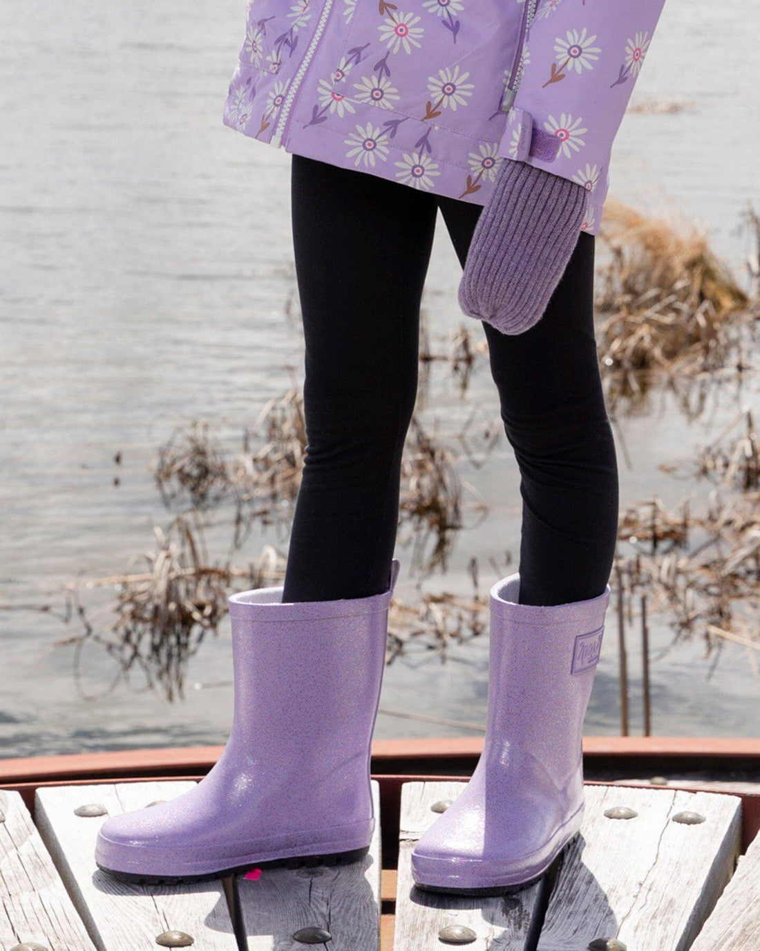 Rain Boots In Natural Rubber Purple Glitter