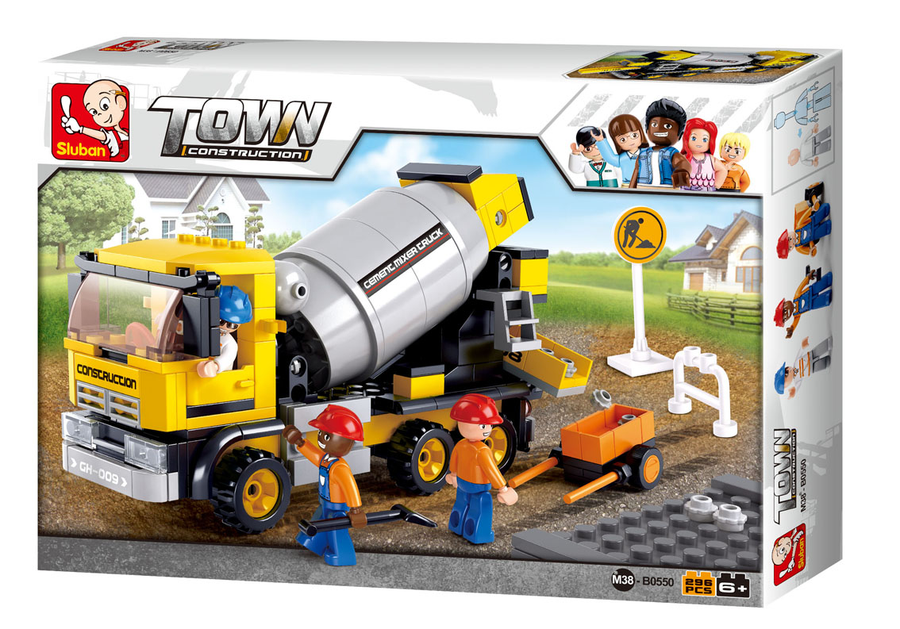 Construction Cement Mixer Truck Building Brick Kit (296 Pcs)