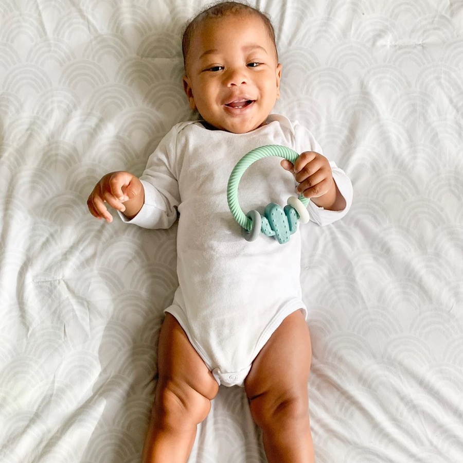 Ritzy Rattle™ Silicone Teether Rattles: Highland Cow