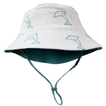 Reversible Organic Cotton Bucket Hat | Dolphins and Ocean