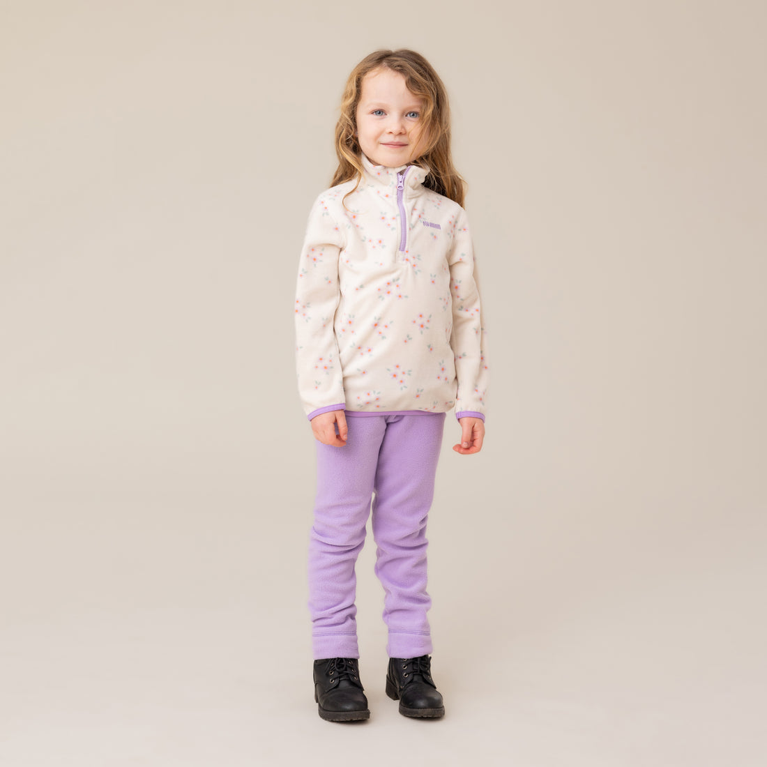Girls' Ivory Two-Piece Microfleece Base Layer