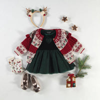 GREEN DRESS IN VELVET AND SEQUIN, BABY