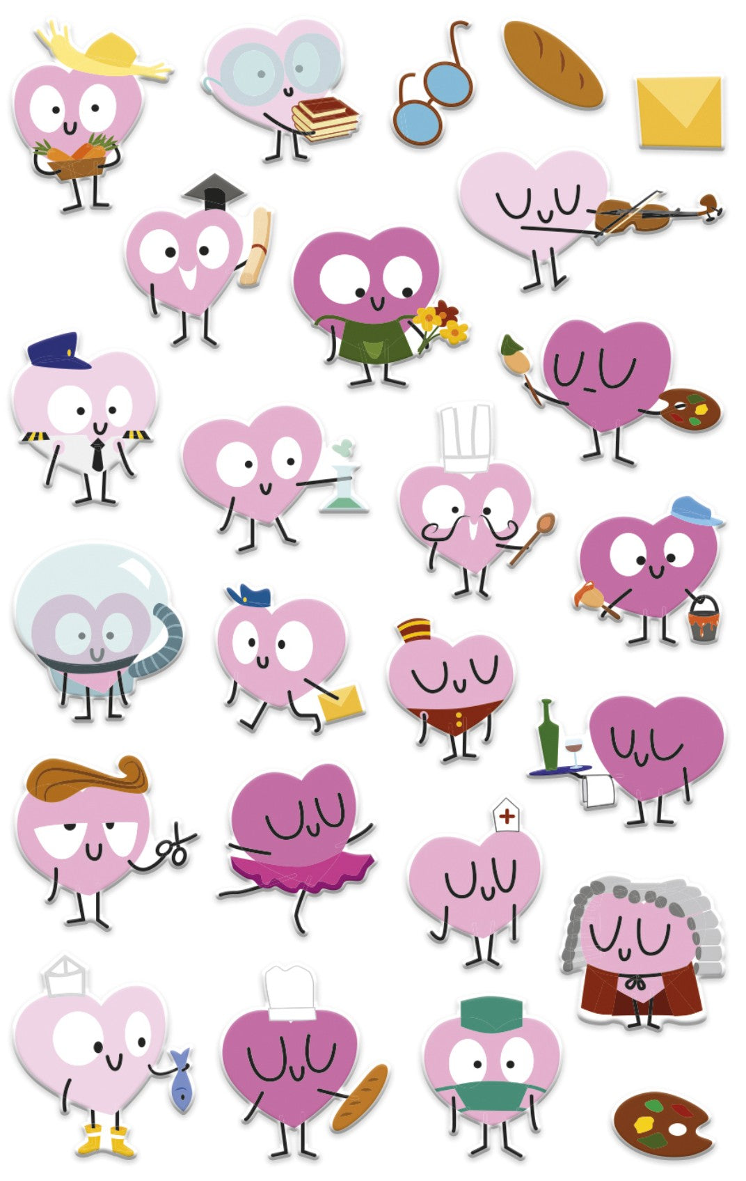 Cooky Heart Professions stickers