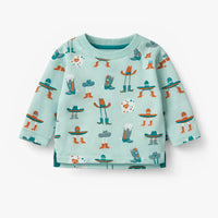 Turquoise sweatshirt with western all over print, baby