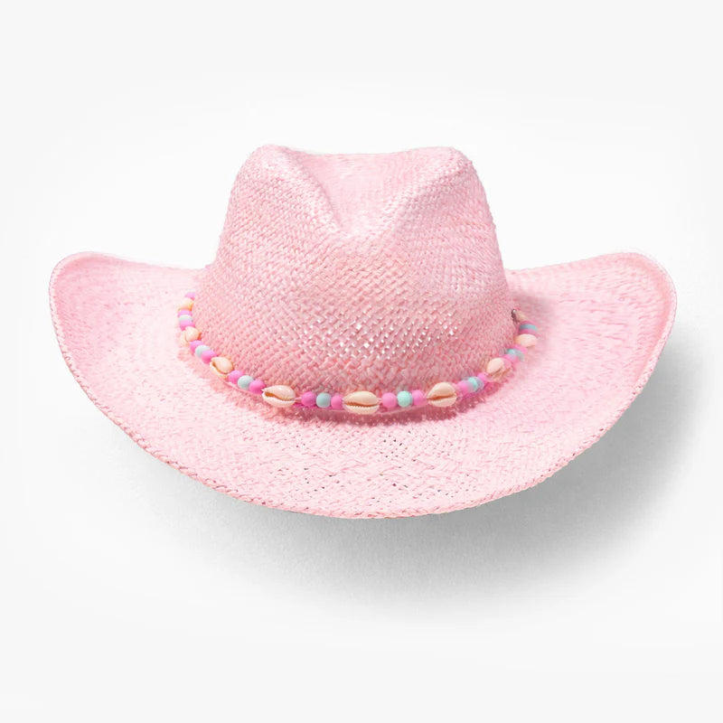 Pink Straw fedora hat, child