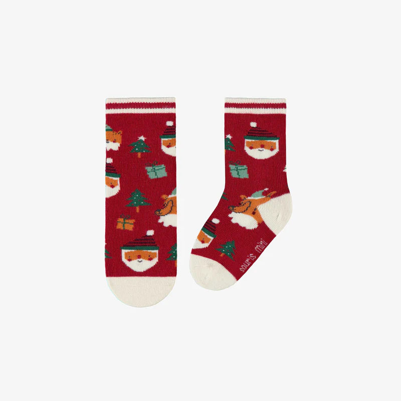 RED SOCKS WITH FESTIVE PATTERNS, BABY