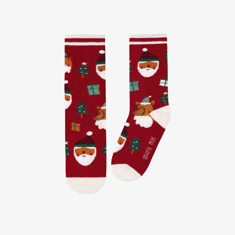 RED SOCKS WITH FESTIVE PATTERNS, CHILD