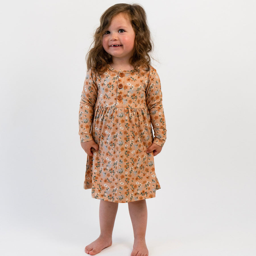 Long Sleeve Peplum Dress - Amber Garden