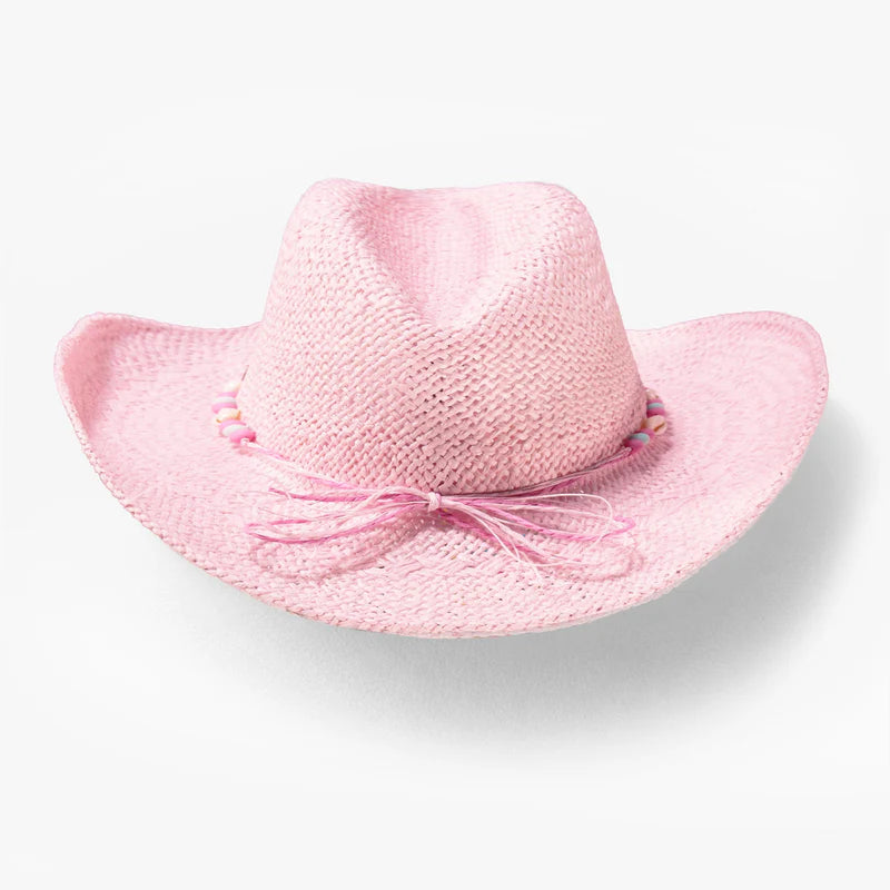 Pink Straw fedora hat, child