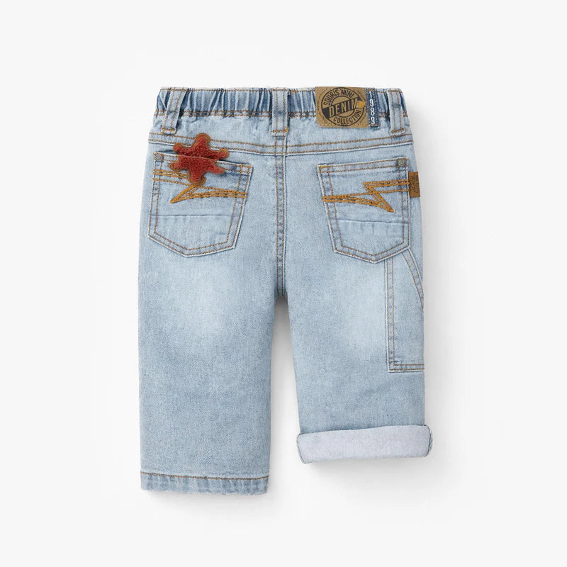 Pale blue jeans with star patch, baby