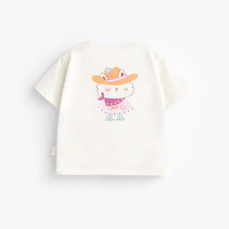 Cream T-shirt with back illustration, baby
