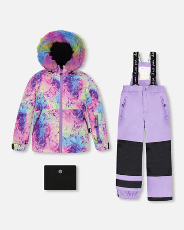 Two Piece Snowsuit Lavender With Frosted Rainbow Print