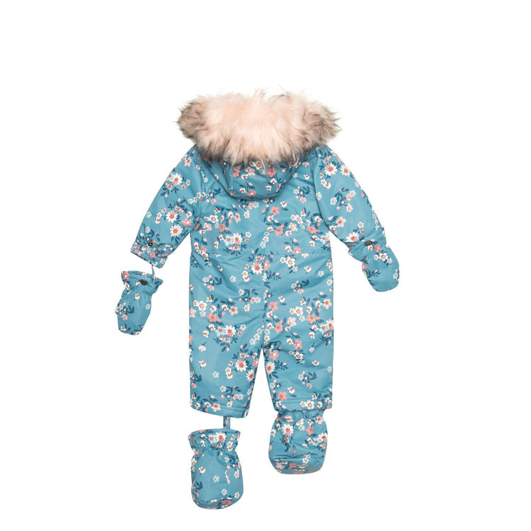 One Piece Baby Car Seat Snowsuit With Spring Flower Print