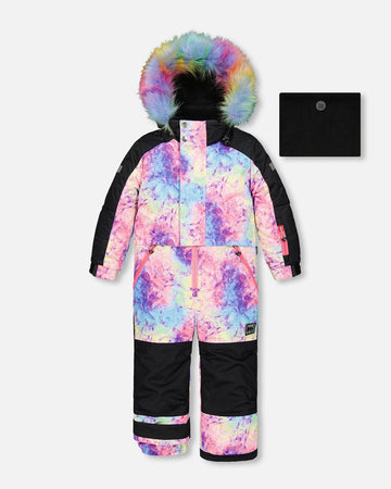 One Piece Snowsuit With Frosted Rainbow Print