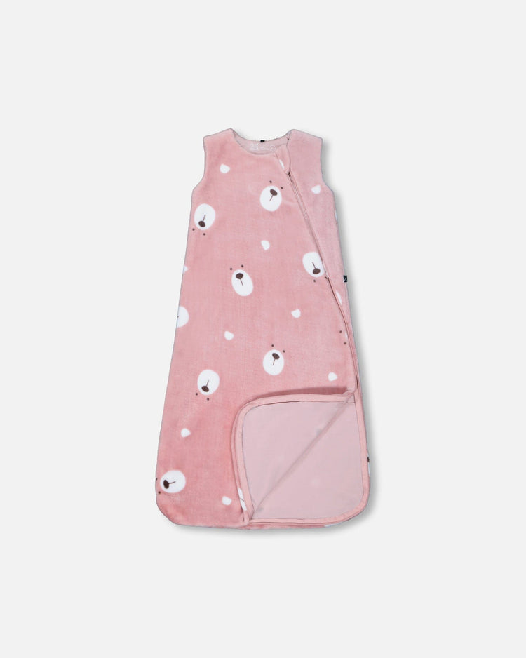 Printed Plush Sleep Sack Mauve Bears