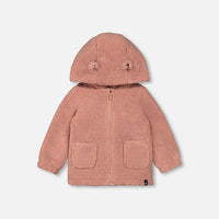 Sherpa Hooded Zip Jacket Powder Pink