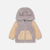 Sherpa Hooded Jacket Rustic Blue And Sand