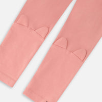 Organic Cotton Rosette Pink Leggings With Cat Ears Applique