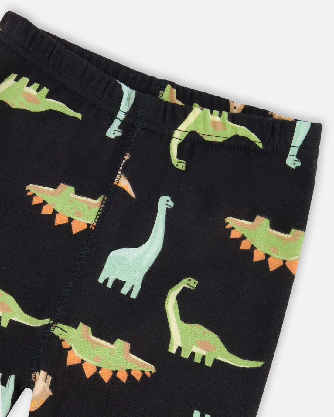 Organic Cotton Two Piece Pajama Set Black With Dinosaurs Print