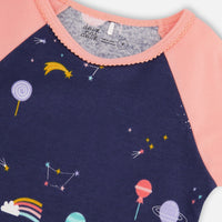 Organic Cotton Long Sleeve Two Piece Pajama Navy Unicorns Print