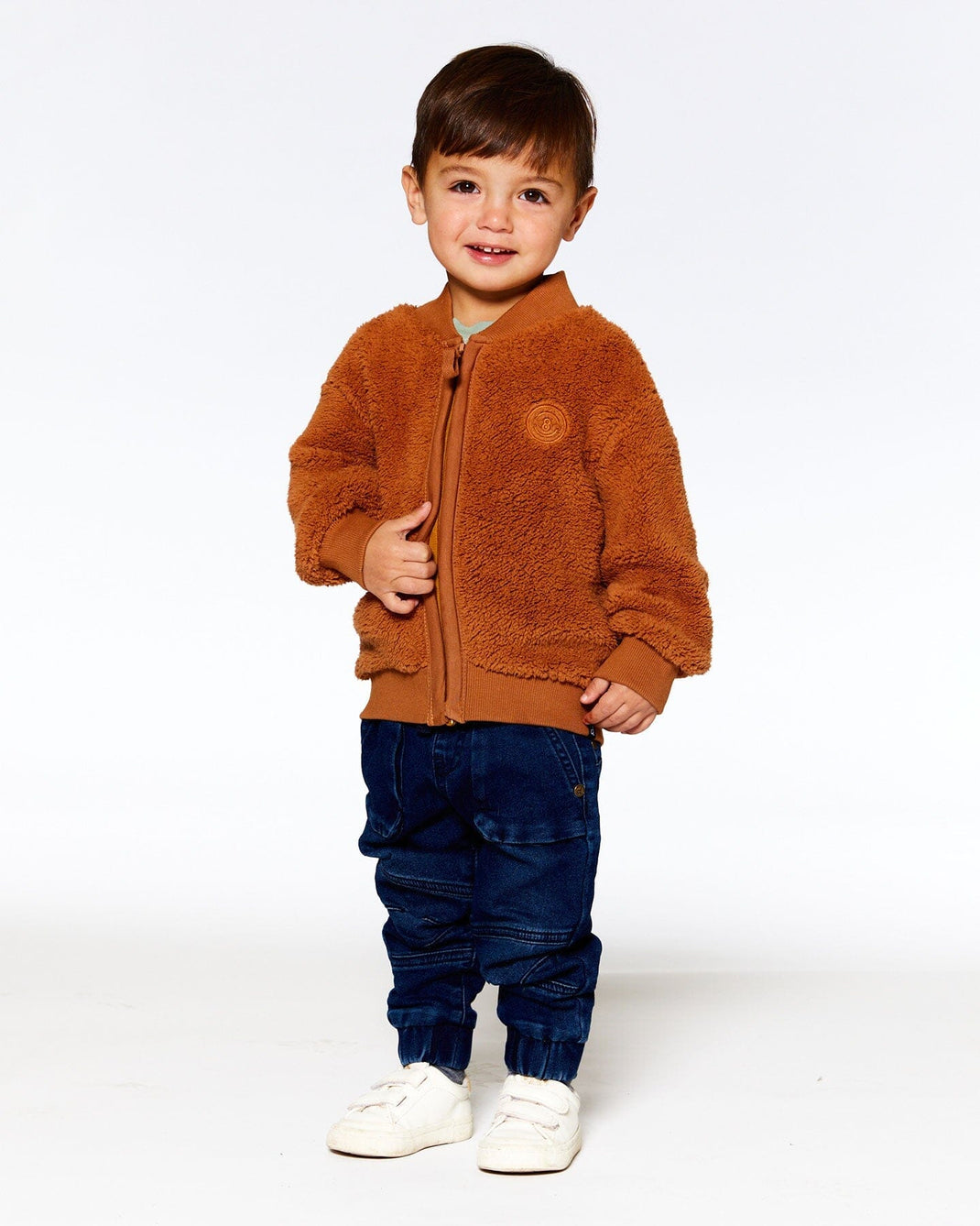 Sherpa Jacket With Embroidery Caramel