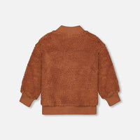 Sherpa Jacket With Embroidery Caramel