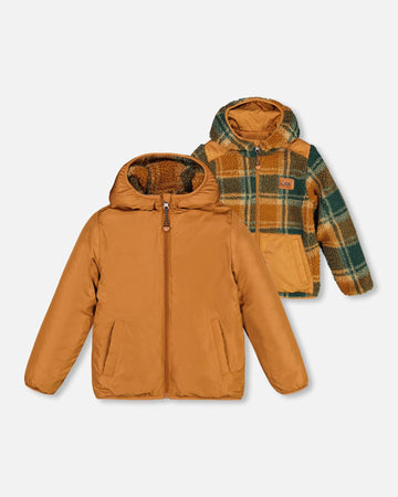 Transition Reversible Sherpa And Nylon Jacket Golden Caramel