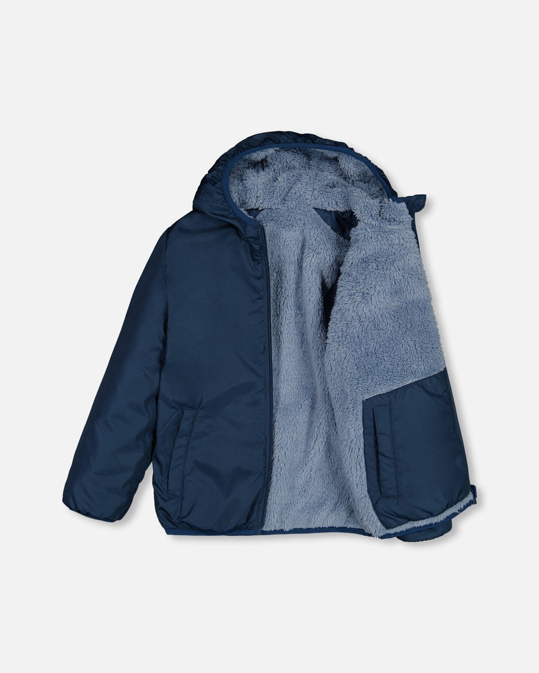 Transition Reversible Sherpa And Nylon Jacket Teal Blue