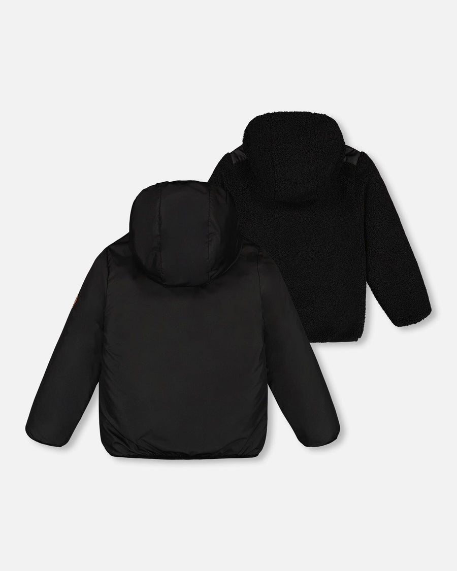 Transition Reversible Sherpa And Nylon Jacket Black