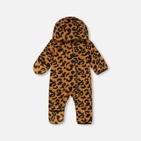 Baby Mid-Season Sherpa One Piece Caramel Leopard Print