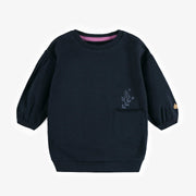 PLAIN NAVY DRESS WITH LONG SLEEVES IN FRENCH TERRY, BABY