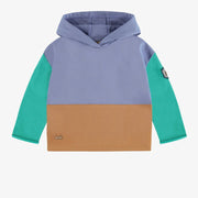 BLUE HOODIE WITH COLOR BLOCK IN FRENCH TERRY, BABY