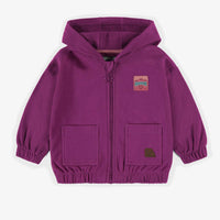 PURPLE HOODED VEST WITH A ZIPPER IN FLEECE, BABY