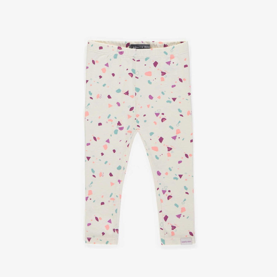 CREAM LONG LEGGING WITH A MULTICOLORED PATTERN IN JERSEY, BABY
