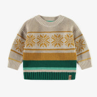 CREAM PATTERNED KNITTED SWEATER IN COTTON, BABY