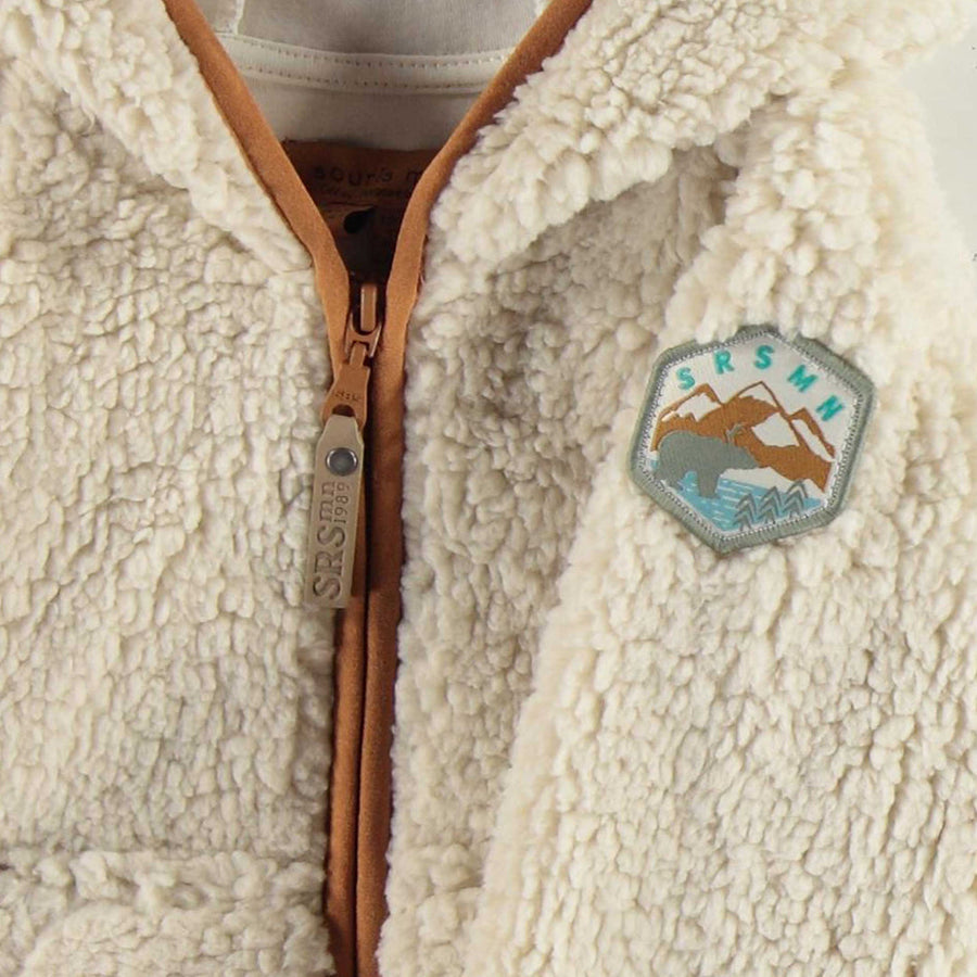 IVORY SHERPA VEST WITH HOOD, BABY