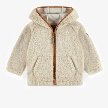 IVORY SHERPA VEST WITH HOOD, BABY