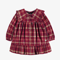 RED AND WHITE PLAID PATTERN DRESS IN BRUSHED FLANNEL, BABY