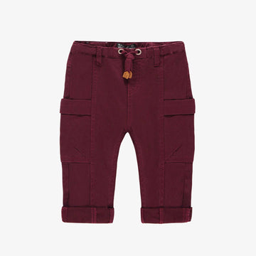 RED TWILL PANT WITH CARGO POCKETS IN BRUSHED TWILL, BABY