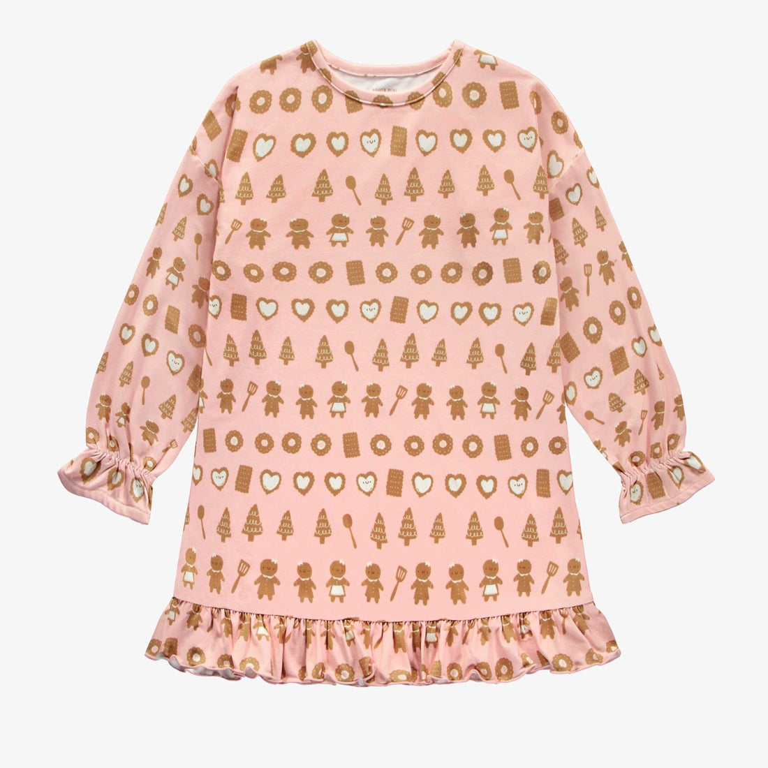PINK NIGHT DRESS WITH A PRINT OF DELICIOUS COOKIES IN POLYESTER, CHILD