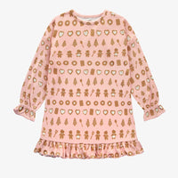 PINK NIGHT DRESS WITH A PRINT OF DELICIOUS COOKIES IN POLYESTER, CHILD