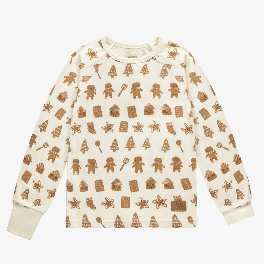 CREAM TWO-PIECE PAJAMA WITH AN ALL OVER PRINT OF COOKIES IN JERSEY, CHILD