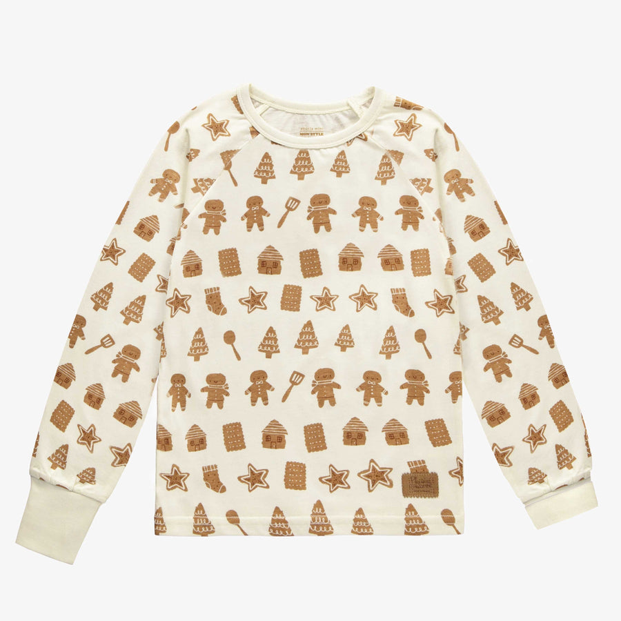 CREAM TWO-PIECE PAJAMA WITH AN ALL OVER PRINT OF COOKIES IN JERSEY, CHILD