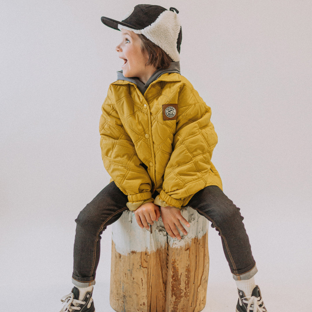 BLACK WINTER CAP IN CORDUROY, CHILD