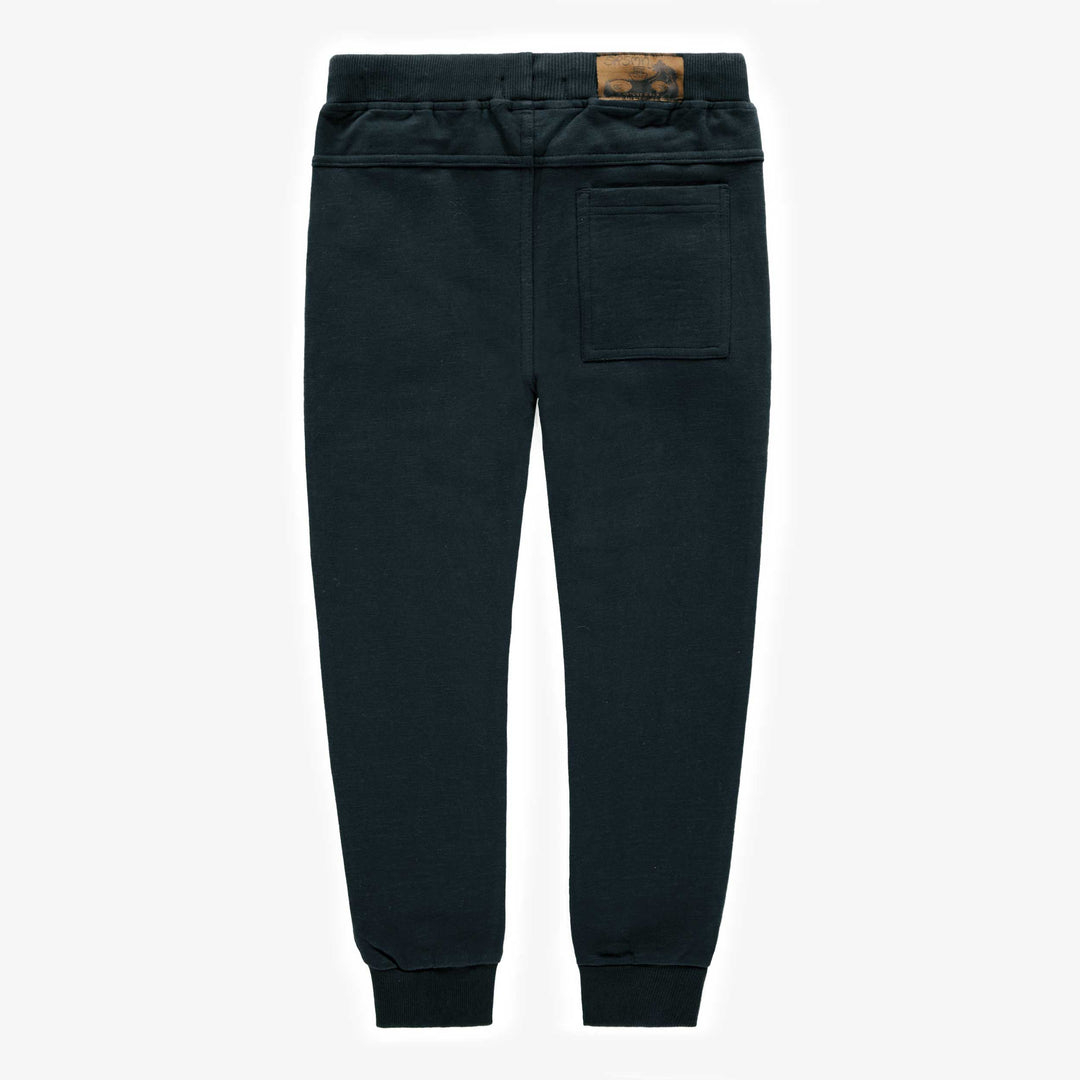 NAVY SLIM FITTED PANTS IN FRENCH TERRY, CHILD